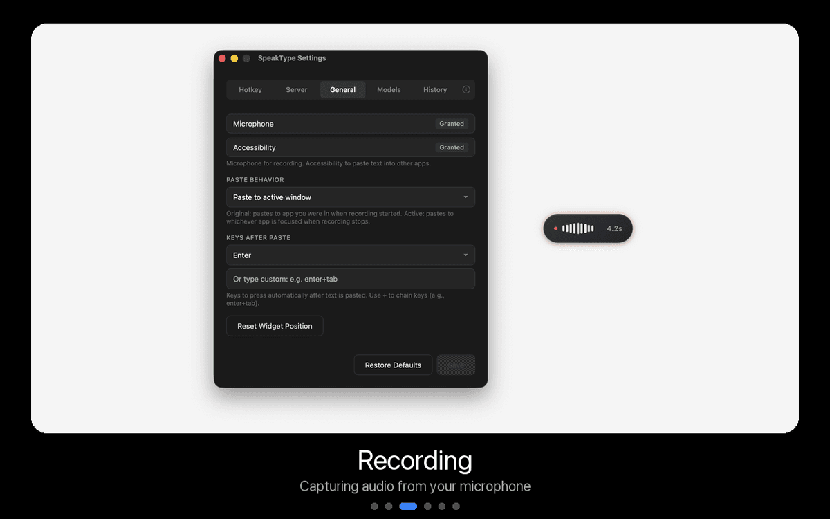 SpeakType recording with waveform