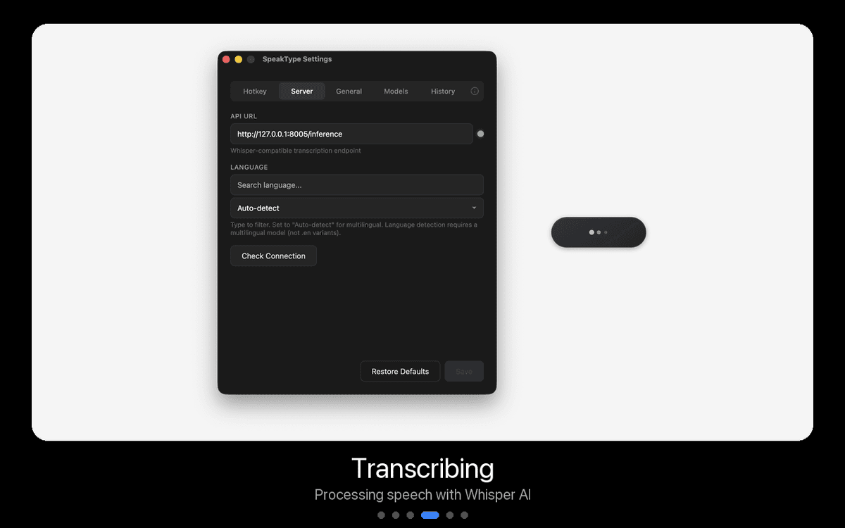 SpeakType transcribing
