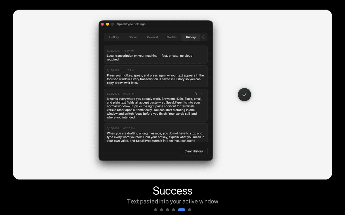 SpeakType success state
